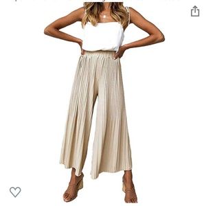 Flowy Elastic Waist Ruffle Hem Wide Leg Pants